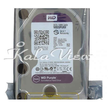 هارد کامپیوتر وسترن Digital Purple Surveillance Edition 2TB 64MB Cache