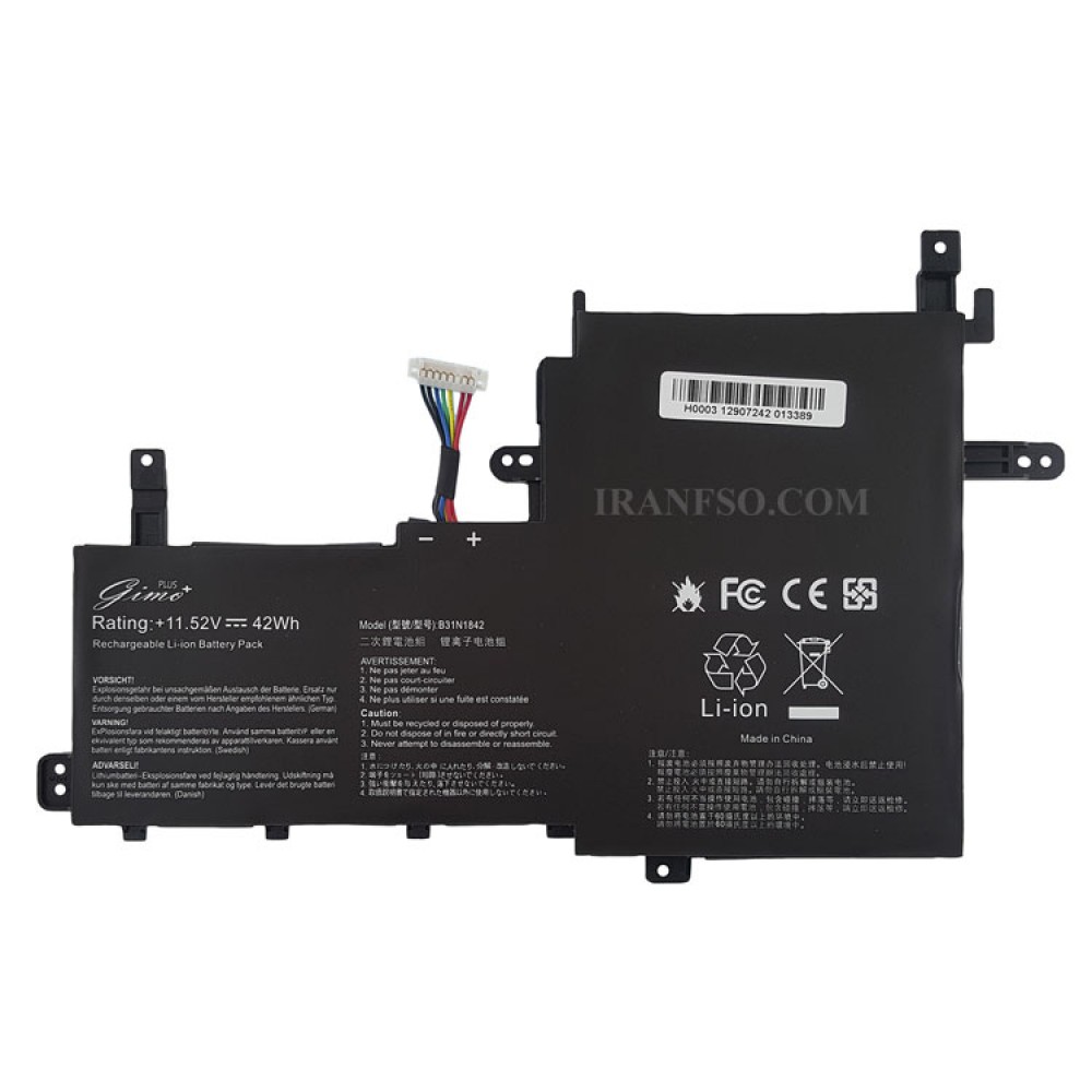باتری لپ تاپ ایسوس VivoBook S531F-K513-X513 B31N1842 Gimo Plus مشکی-داخلی-42 وات ساعت