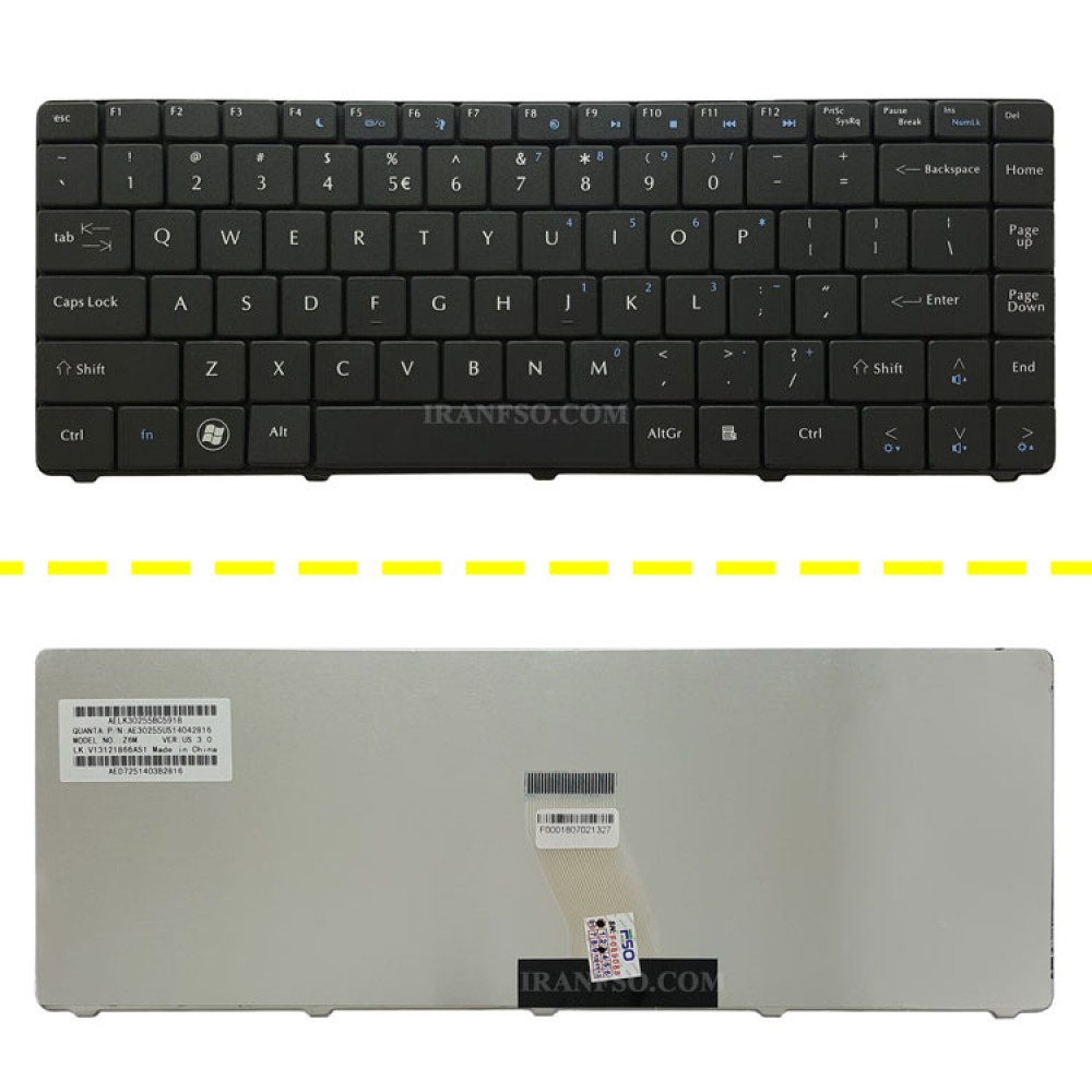 کیبرد لپ تاپ ایسر Aspire One D525 مشکی