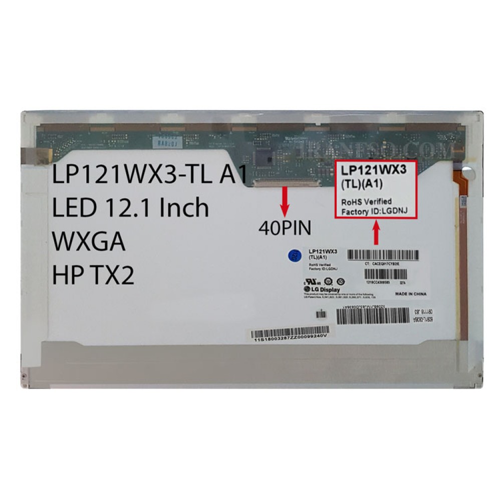ال ای دی لپ تاپ ال جی 12.1 LP121WX3-TLA1 ضخیم 40 پین برای اچ پی TX2