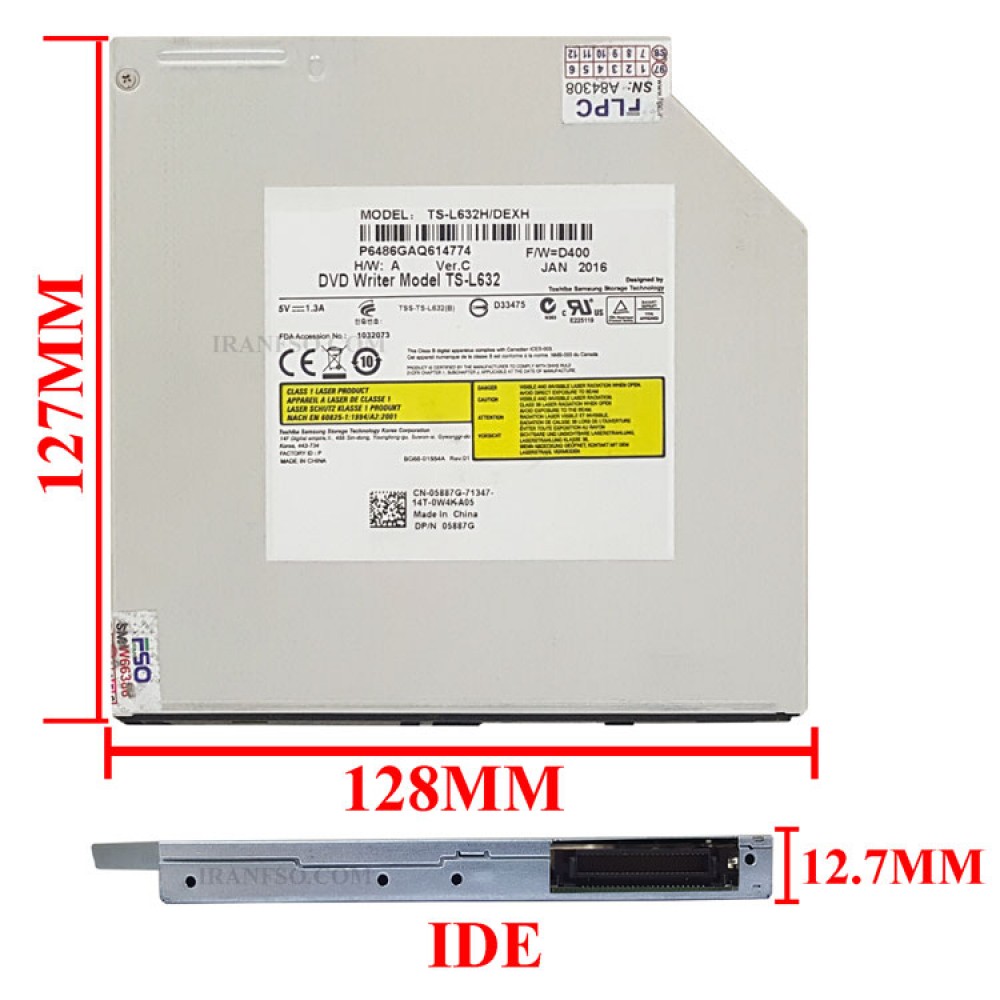 درایو لپ تاپ دی وی دی رایتر IDE Slim 12.7mm برای توشیبا