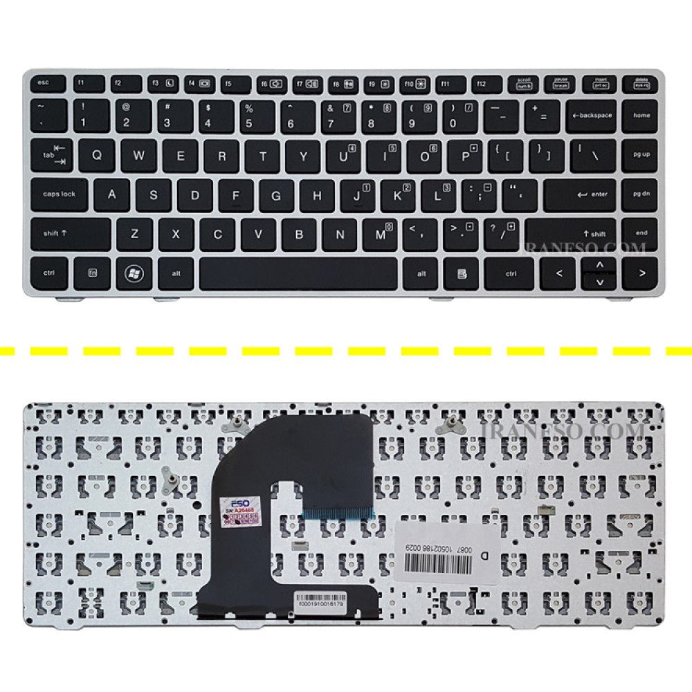 کیبرد لپ تاپ اچ پی EliteBook 8460B مشکی-بدون موس با فریم نقره ای