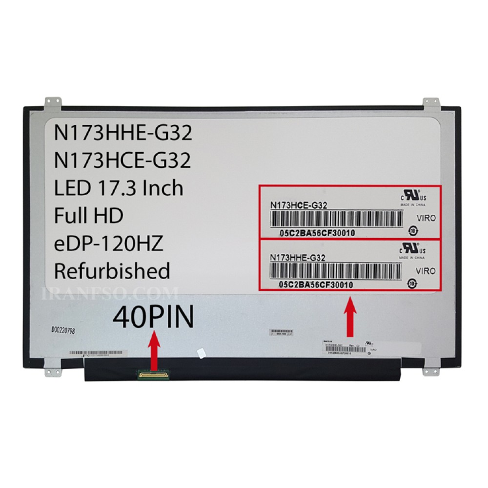 ال ای دی لپ تاپ اینولوکس 17.3 N173HHE-G32_N173HCE-G32 نازک مات 40 پین Full HD-120HZ_EDP_U-D ریفر