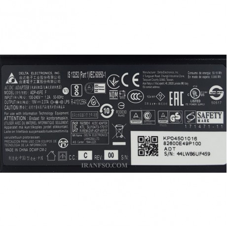 آداپتور لپ تاپ ایسر 19V 2.37A Gimo Plus سرریز 3x1.1mm