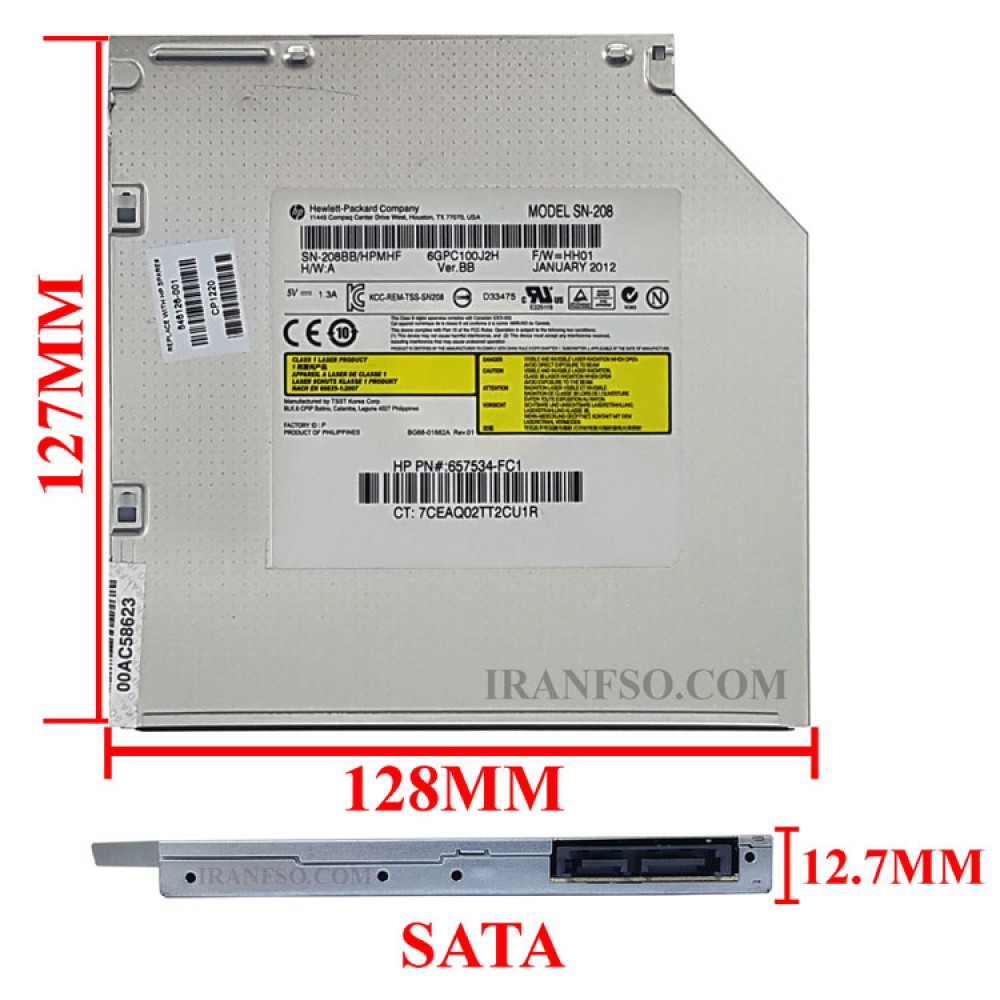 درایو لپ تاپ دی وی دی رایتر HP Sata Slim 12.7mm ریفر-شش ماه گارانتی