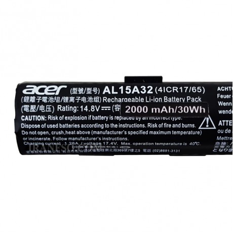 باتری لپ تاپ ایسر Aspire E5-575_4Cell_AL15A32 مشکی داخلی-30 وات ساعت