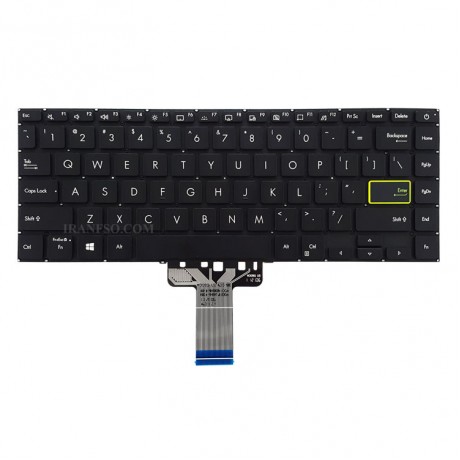 کیبرد لپ تاپ ایسوس VivoBook S433 مشکی-اینترکوچک-بابک لایت-بدون فریم با کلید پاور