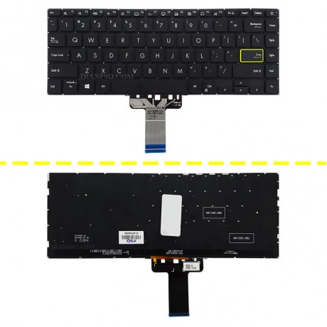 کیبرد لپ تاپ ایسوس VivoBook S433 مشکی-اینترکوچک-بابک لایت-بدون فریم با کلید پاور