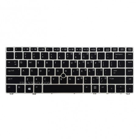 کیبرد لپ تاپ اچ پی EliteBook Folio 9470M مشکی-با موس و بک لایت-با فریم نقره ای