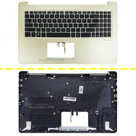 کیبرد لپ تاپ ایسوس VivoBook X580 مشکی-بژ با قاب C اینترکوچک-بابک لایت-بدون فریم با کلید پاور
