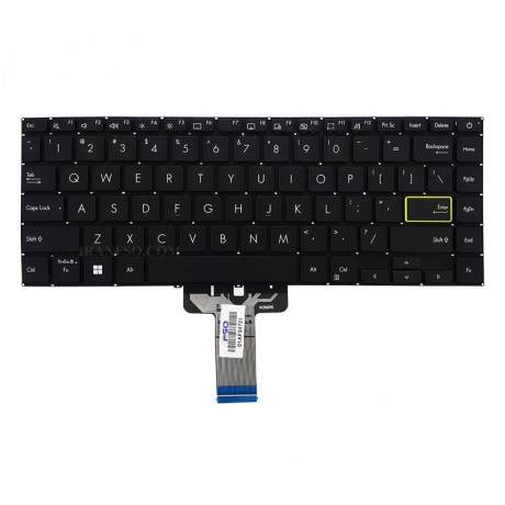 کیبرد لپ تاپ ایسوس VivoBook S433 مشکی-اینترکوچک-بدون بک لایت-بدون فریم با کلید پاور
