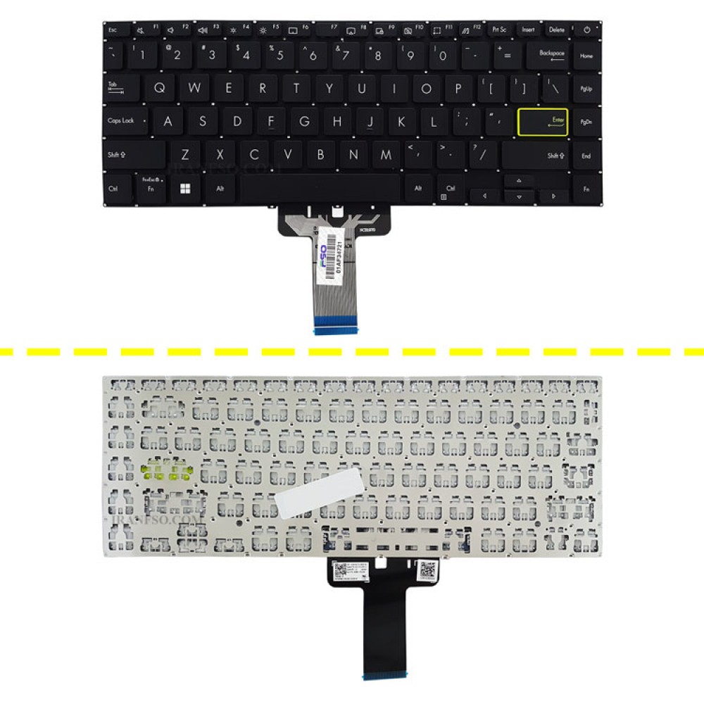 کیبرد لپ تاپ ایسوس VivoBook S433 مشکی-اینترکوچک-بدون بک لایت-بدون فریم با کلید پاور
