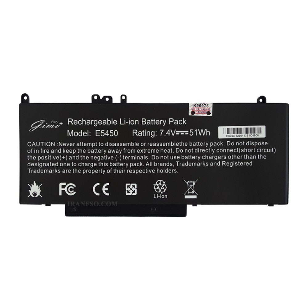باتری لپ تاپ دل Latitude E5450_G5M10 Gimo Plus مشکی-51 وات ساعت