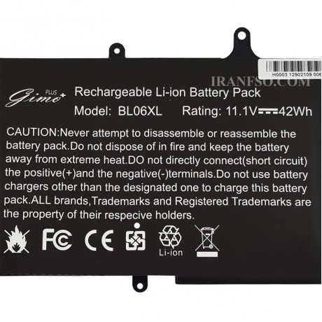 باتری لپ تاپ اچ پی EliteBook Folio 1040_BL06XL_Gimo Plus مشکی داخلی-42 وات ساعت
