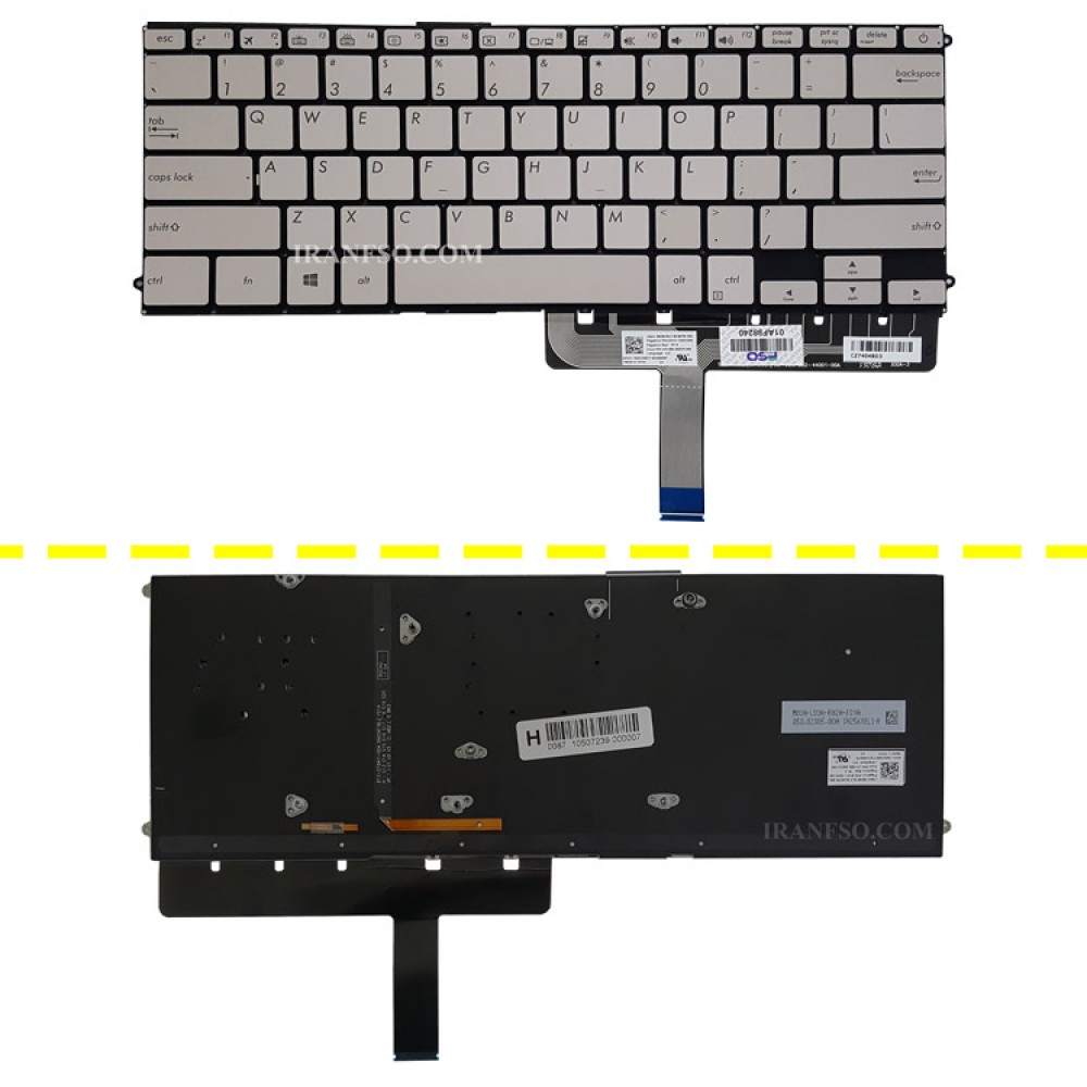 کیبرد لپ تاپ ایسوس ZenBook 3 Delux UX490 نقره ای-اینترکوچک-بابک لایت-بدون فریم