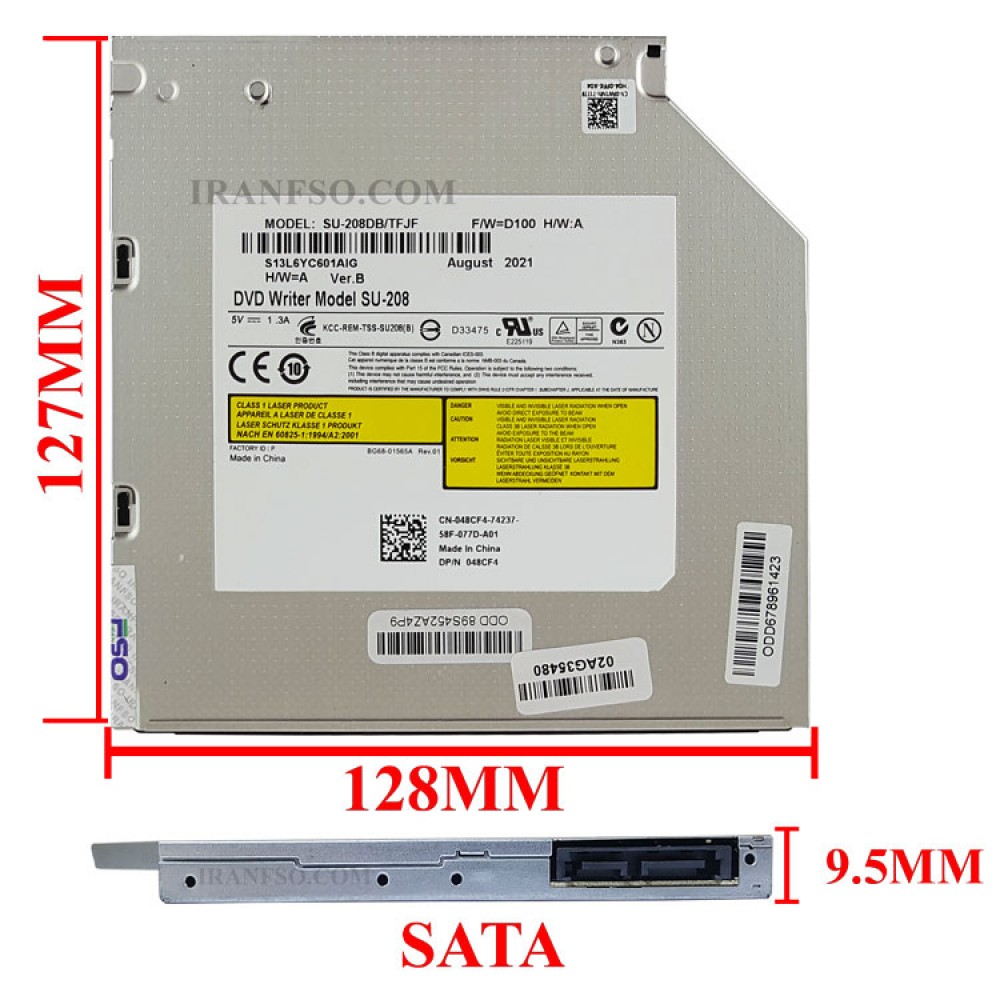 درایو لپ تاپ دی وی دی رایتر توشیبا-سامسونگ Sata Superslim 9.5mm ریفر-شش ماه گارانتی