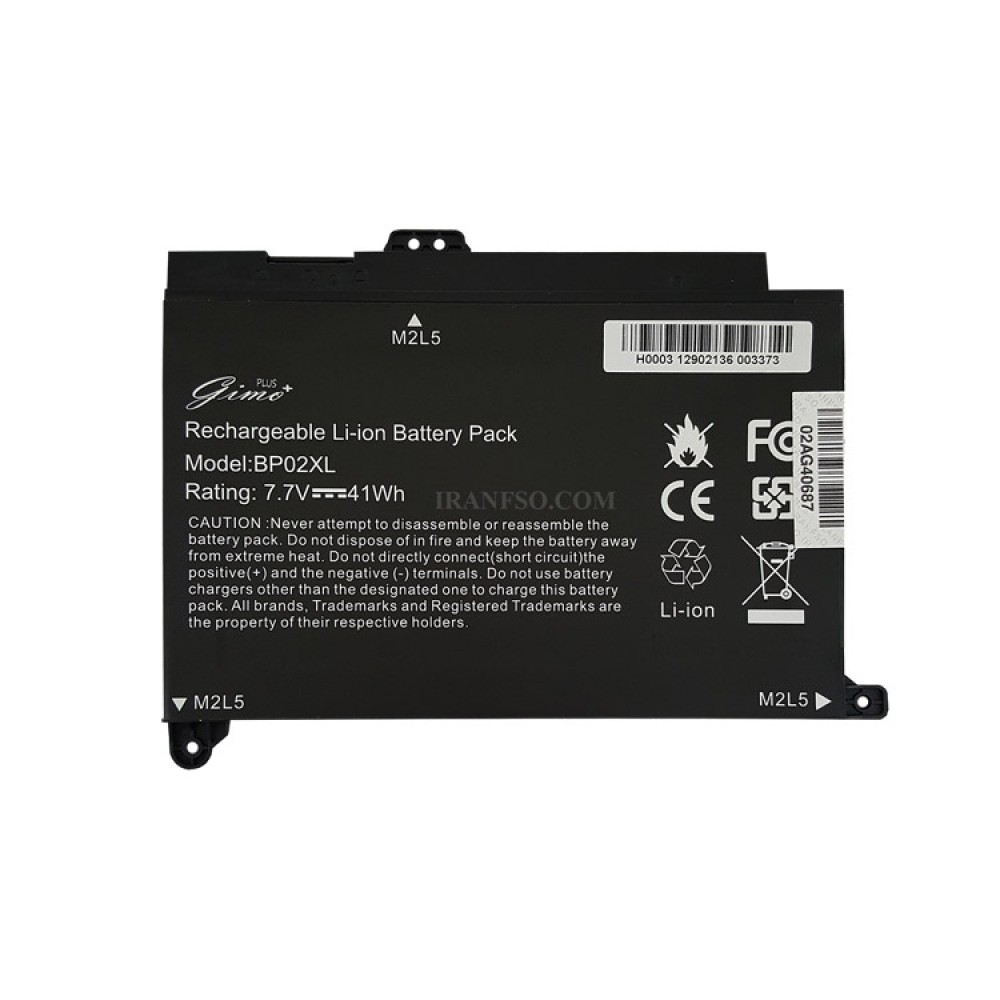 باتری لپ تاپ اچ پی Pavilion 15-AU_BP02XL Gimo Plus مشکی-داخلی-41 وات ساعت