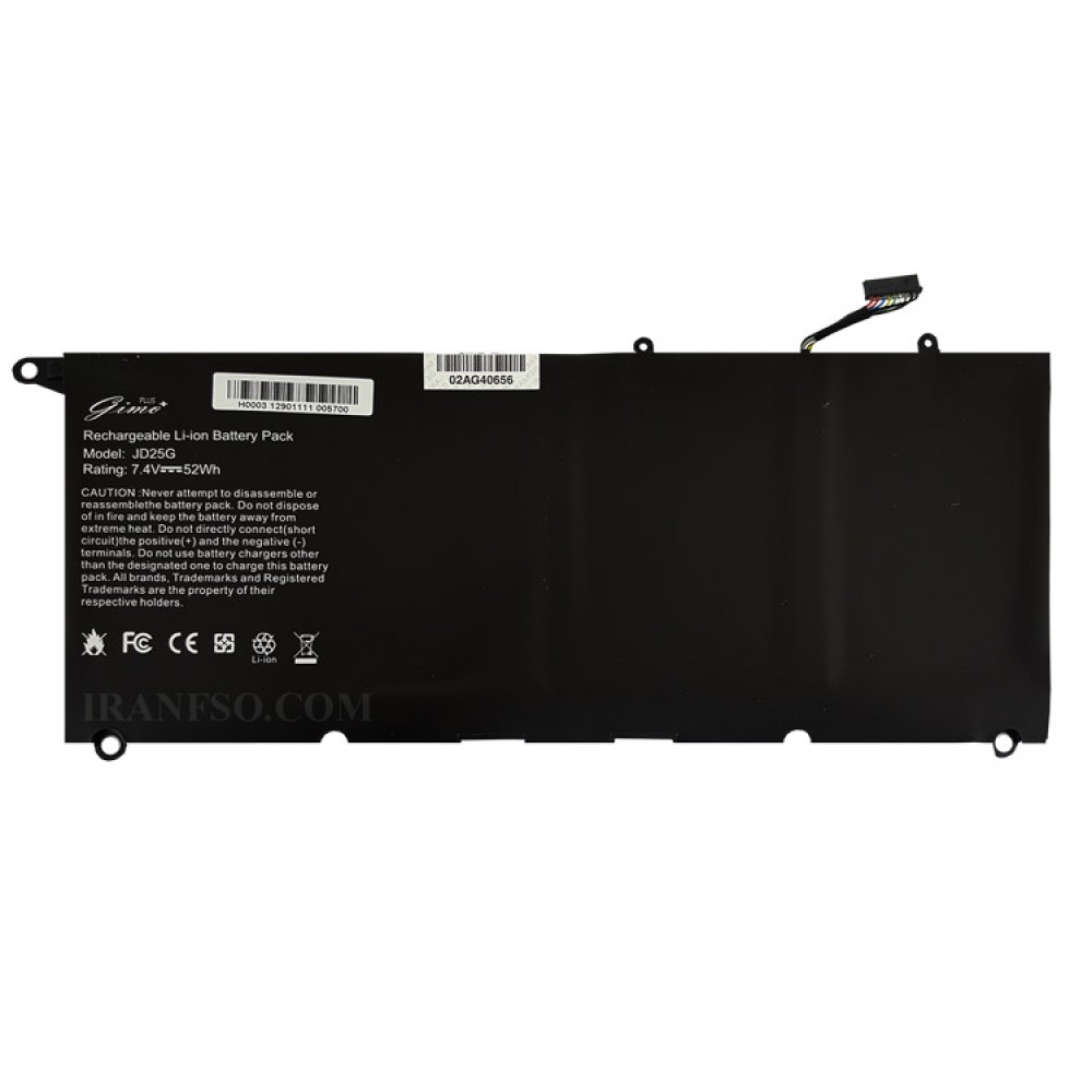 باتری لپ تاپ دل XPS 13 9350_JD25G Gimo Plus مشکی داخلی-52 وات ساعت