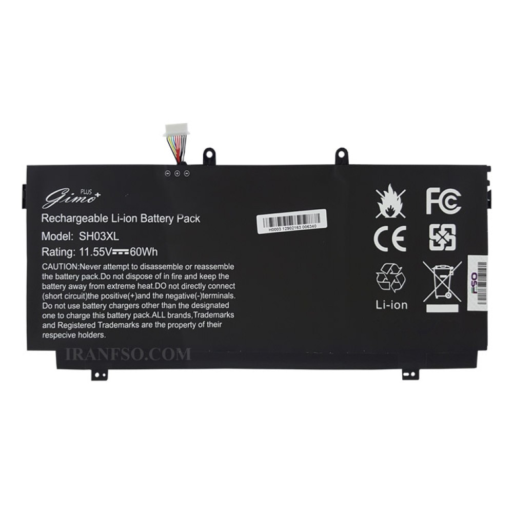 باتری لپ تاپ اچ پی Pavilion 13-AC_ENVY 13T-AB_CN03XL-SH03XL Gimo Plus مشکی داخلی-60 وات ساعت