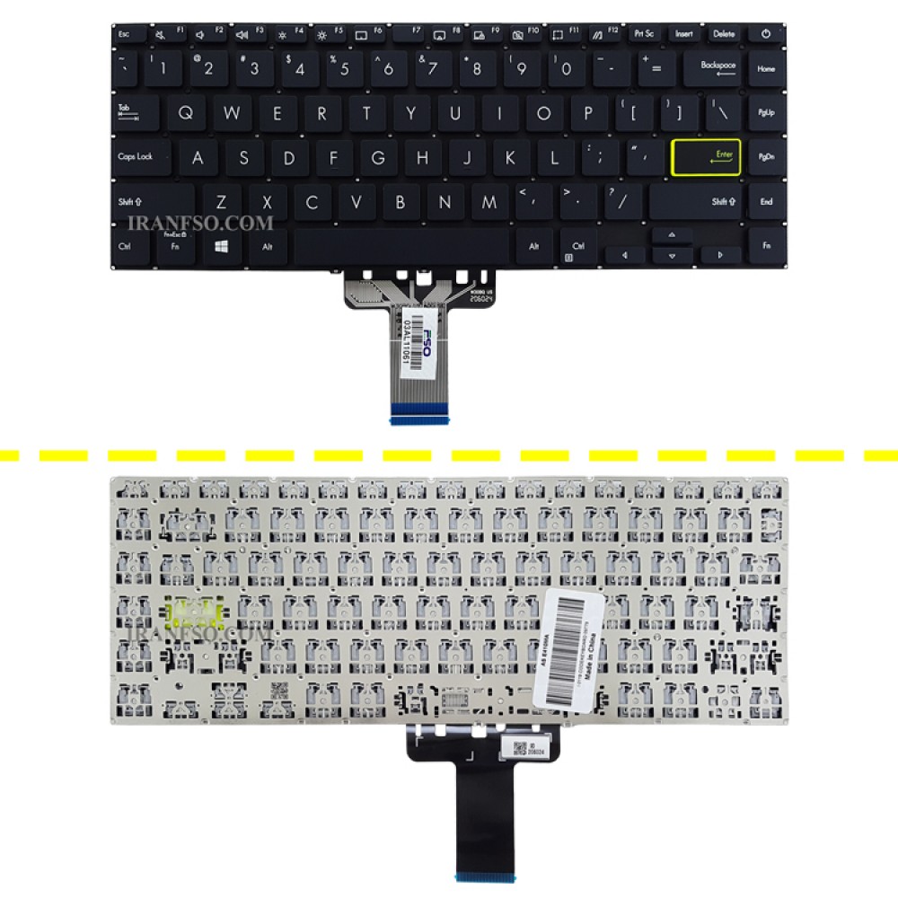 کیبرد لپ تاپ ایسوس VivoBook E410MA مشکی-اینترکوچک بدون فریم به همراه کلید پاور