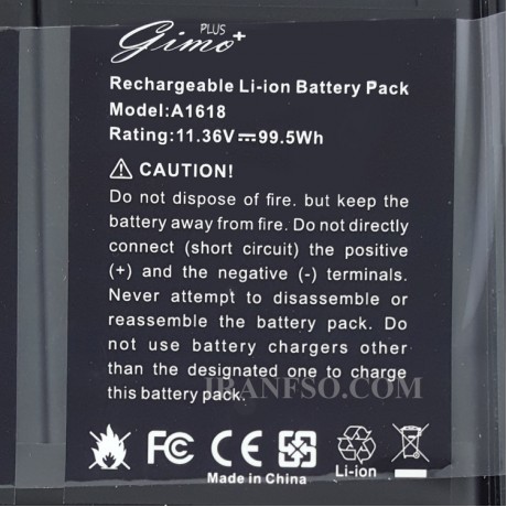 باتری لپ تاپ اپل MacBook A1618 Pro A1398 Retina 2015_Gimo Plus