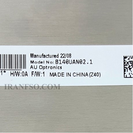ال ای دی لپ تاپ 14.0 B140UAN02.1_Grade A نازک مات 30 پین WUXGA-EDP بدون جاپیچ 306x197x3.8mm برد پشت LED سوکت از پایین