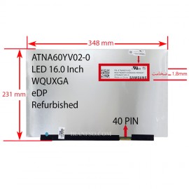 ال ای دی لپ تاپ 16.0 ATNA60YV02-0_Grade A نازک براق 40 پین WQUXGA-EDP-OLED بدون جاپیچ 348x231x1.8mm