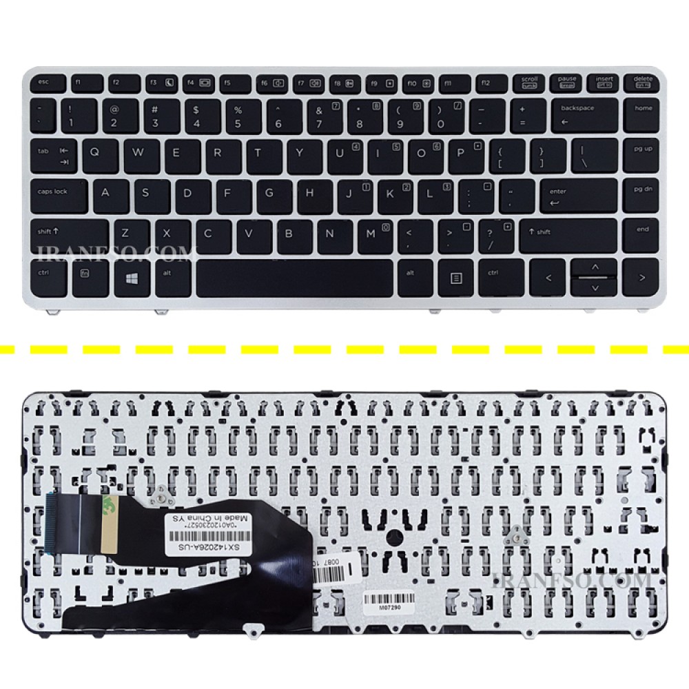 کیبرد لپ تاپ اچ پی EliteBook 840 G1 مشکی-بدون موس-بافریم نقره ای