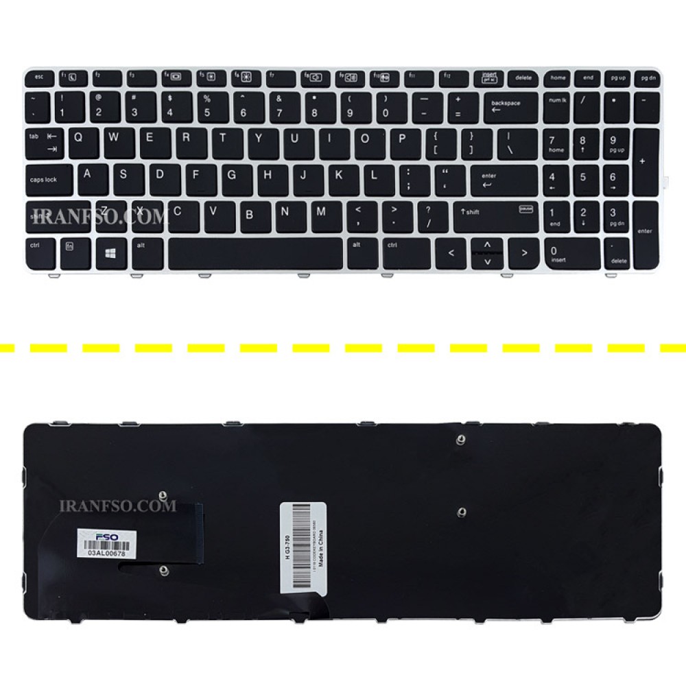کیبرد لپ تاپ اچ پی EliteBook 850 G3_755 G3 مشکی-با فریم نقره ای