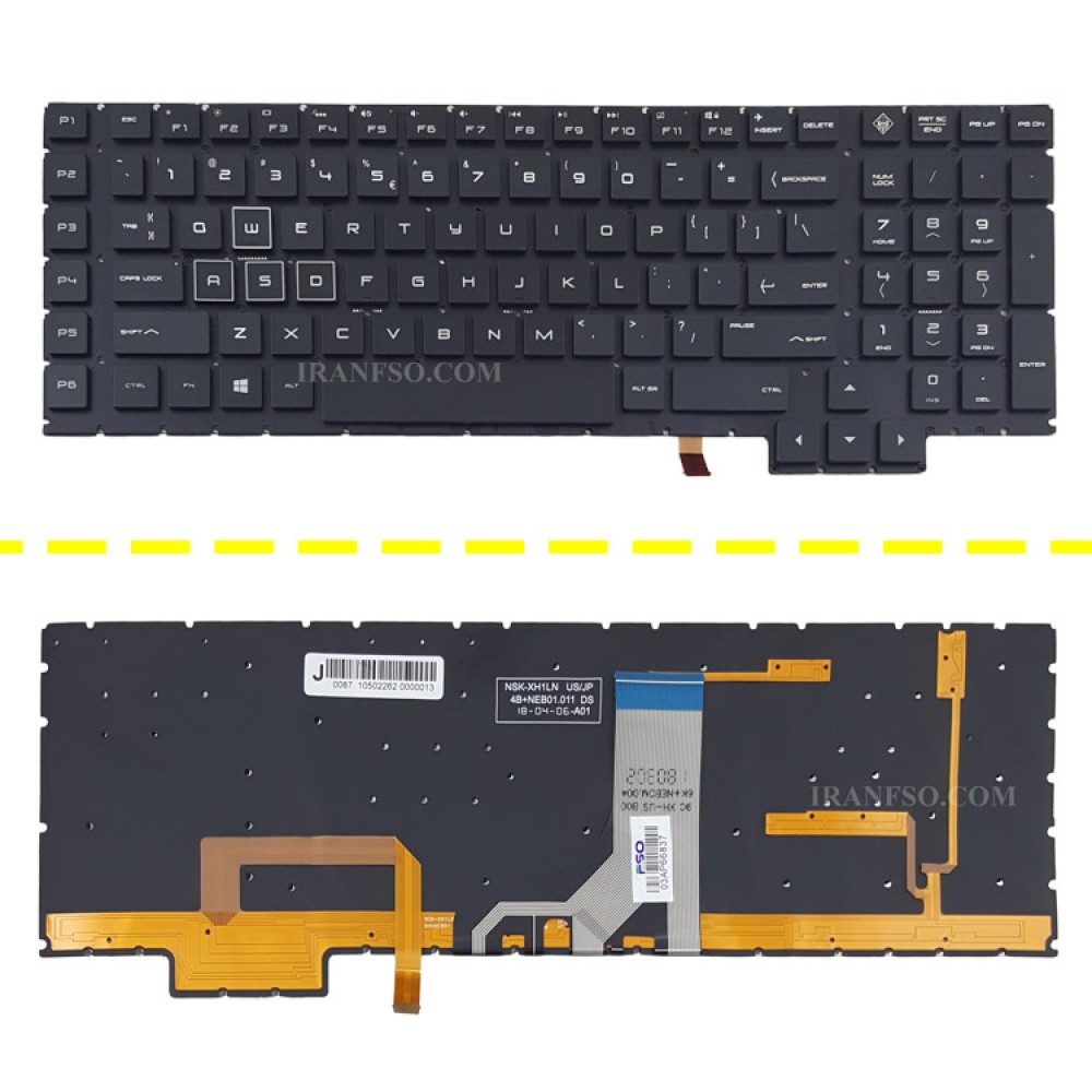 کیبرد لپ تاپ اچ پی Omen 17-AN_RGB مشکی با بک لایت-بدون فریم