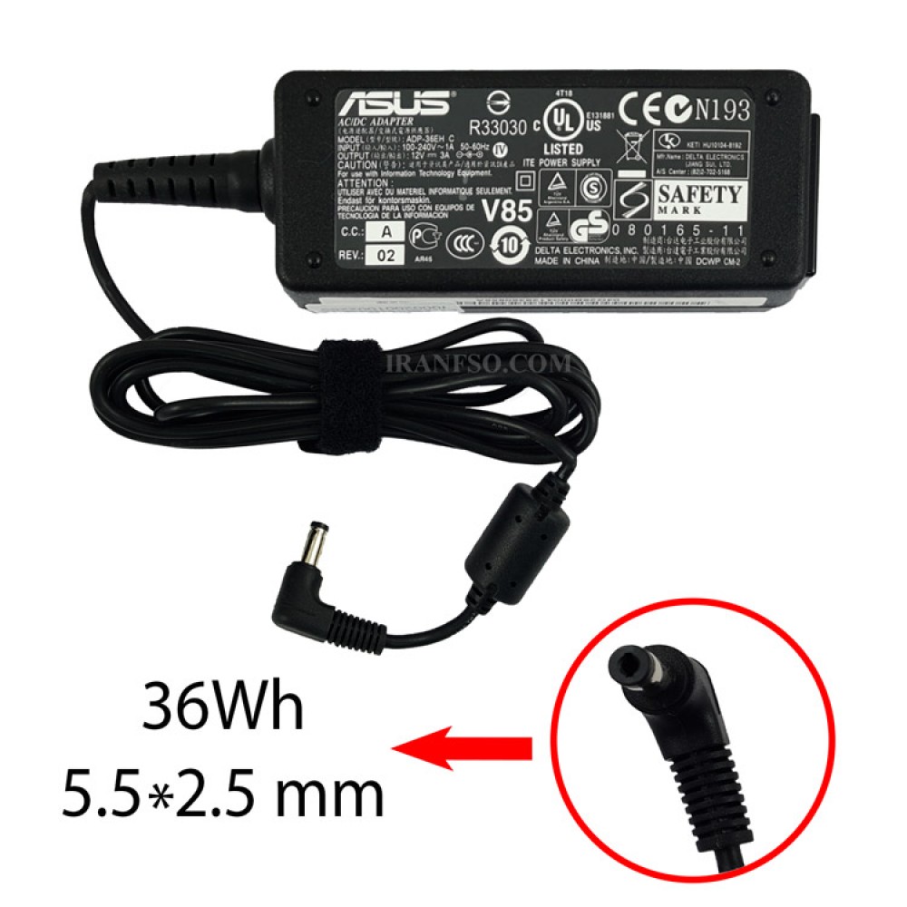 آداپتور لپ تاپ ایسوس 12V 3A Gimo Plus