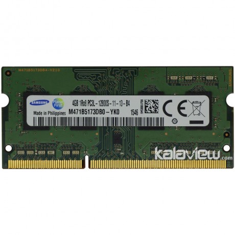 رم لپ تاپ سامسونگ 4GB مدل DDR3L باس 1600MHZ/12800 فیلیپین PH M471B5173DB0-YK0 1546 تایمینگ CL11