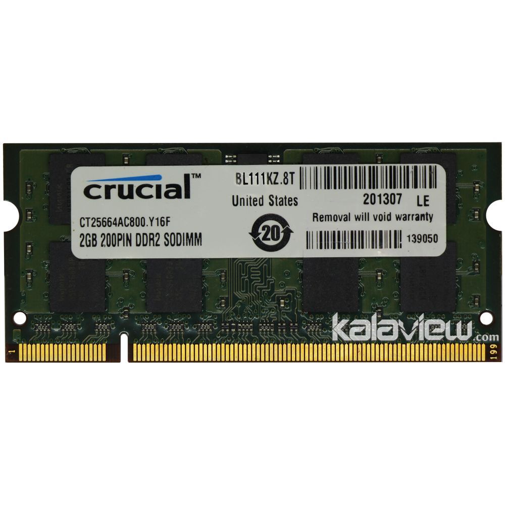 رم لپ تاپ کروشیال 2GB مدل DDR2 باس 800MHZ/6400 آمریکا CT25664AC800.Y16F تایمینگ CL6