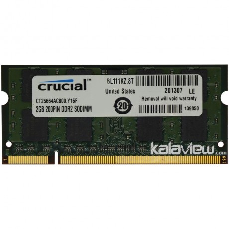رم لپ تاپ کروشیال 2GB مدل DDR2 باس 800MHZ/6400 آمریکا CT25664AC800.Y16F تایمینگ CL6