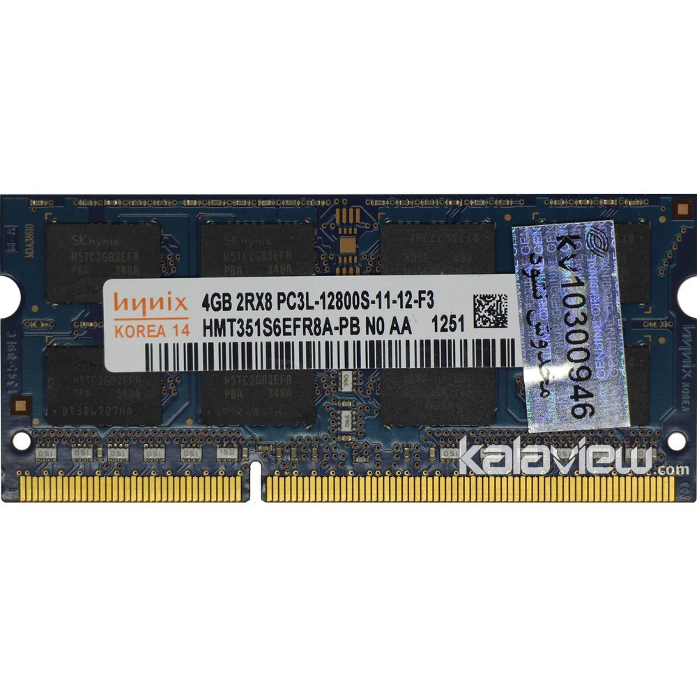 رم لپ تاپ هاینیکس 4GB مدل DDR3L باس 1600MHZ/12800 کره HMT351S6EFR8A-PB 1251 تایمینگ CL11