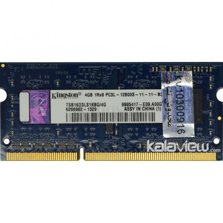 رم لپ تاپ کینگستون 4GB مدل DDR3L باس 1600MHZ/12800 چین TSB16D3LS1KBG/4G تایمینگ CL11