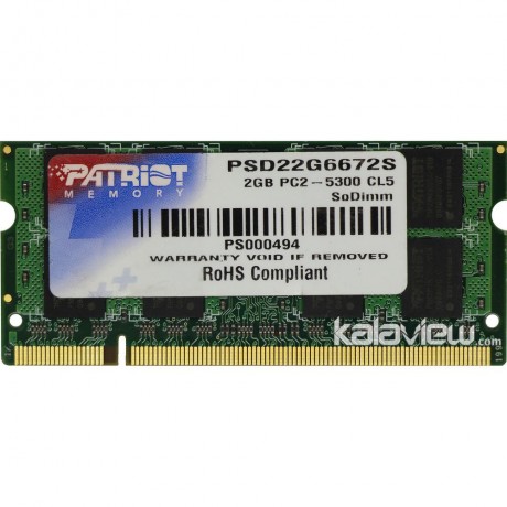 رم لپ تاپ پتریوت 2GB مدل DDR2 باس 667MHZ/5300 آمریکا PSD22G6672S تایمینگ CL5