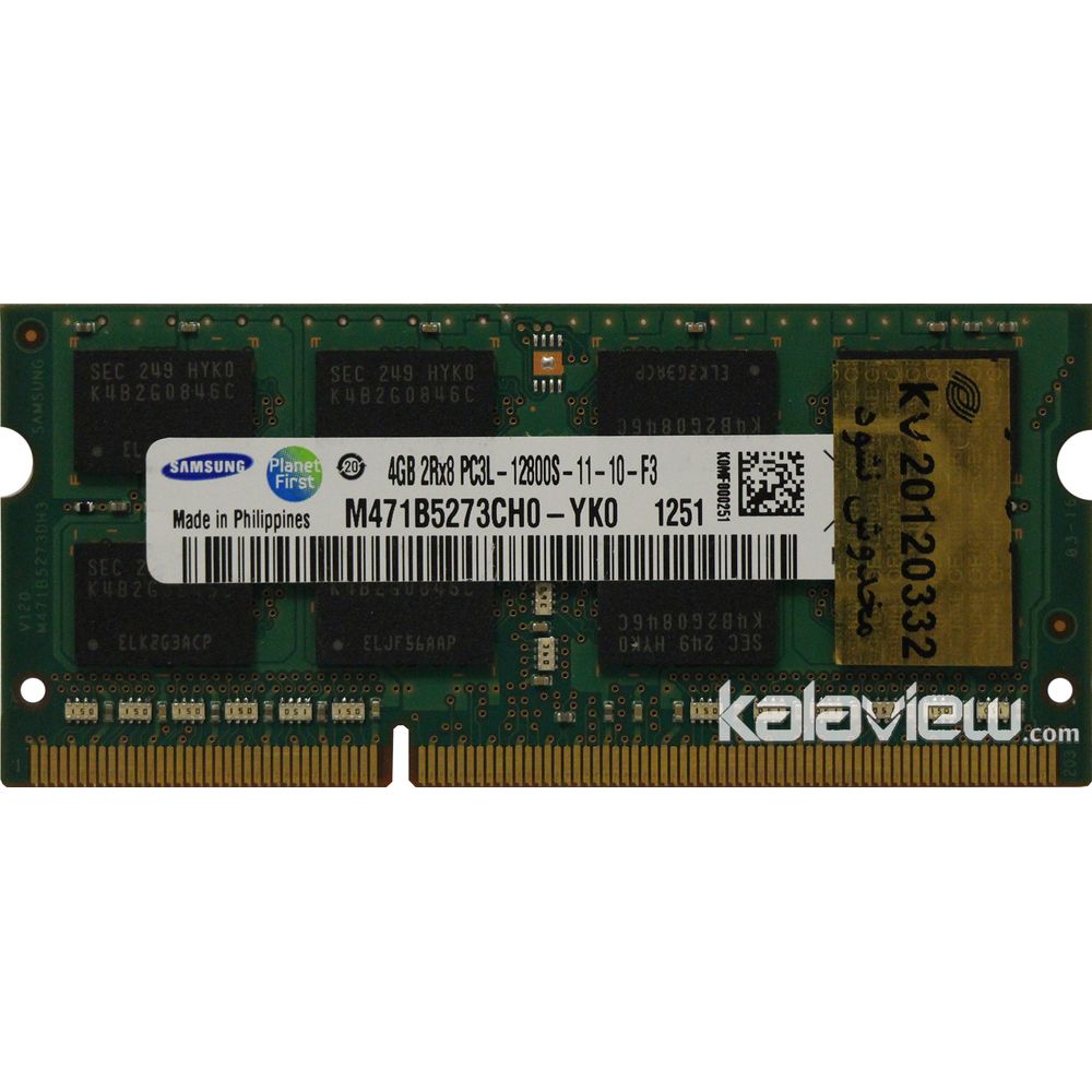 رم لپ تاپ سامسونگ 4GB مدل DDR3L باس 1600MHZ/12800 فیلیپین PH M471B5273CH0-YK0 تایمینگ CL11