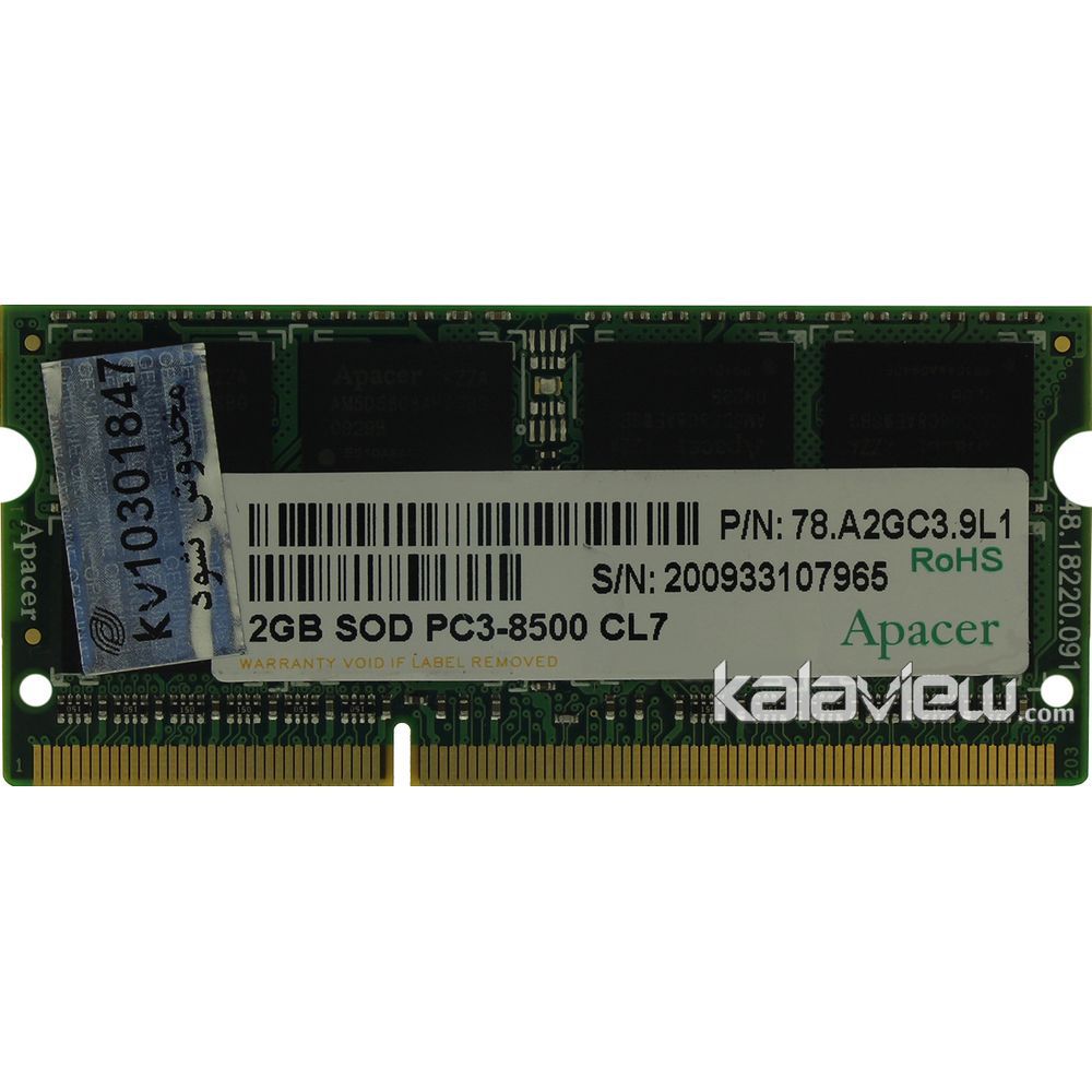 رم لپ تاپ اپیسر 2GB مدل DDR3 باس 1066MHZ/8500 چین 78.A2GC3.9L1 تایمینگ CL7