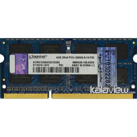 رم لپ تاپ کینگستون 4GB مدل DDR3 باس 1333MHZ/10600 چین ACR512X64D3S13C9G تایمینگ CL9