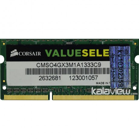 رم لپ تاپ کورسیر 4GB مدل DDR3 باس 1333MHZ/10600 تایوان CMSO4GX3M1A1333C9 تایمینگ CL9