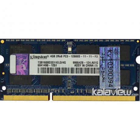 رم لپ تاپ کینگستون 4GB مدل DDR3 باس 1600MHZ/12800 چین TSB1600D3S11ELD/4G تایمینگ CL11
