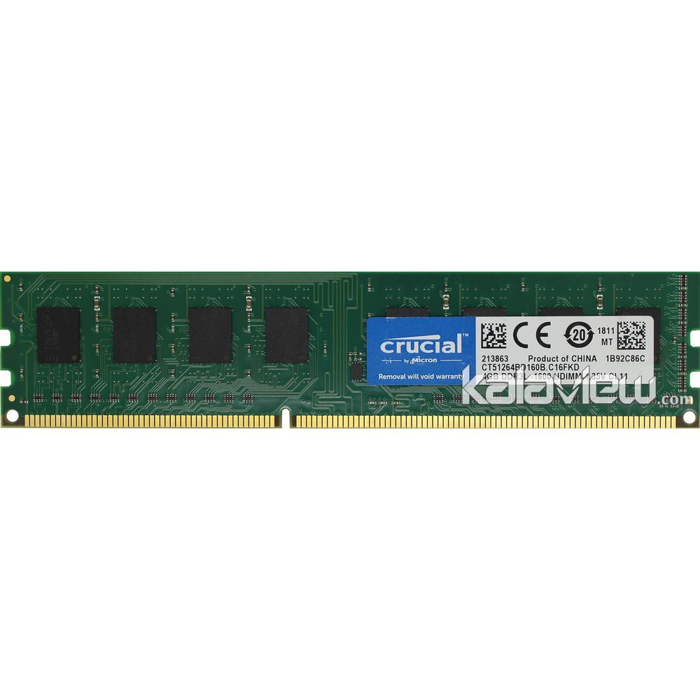 رم کامپیوتر کروشیال 4GB مدل DDR3L باس 1600MHZ/12800 چین CT51264BD160B.C16FKD تایمینگ CL11