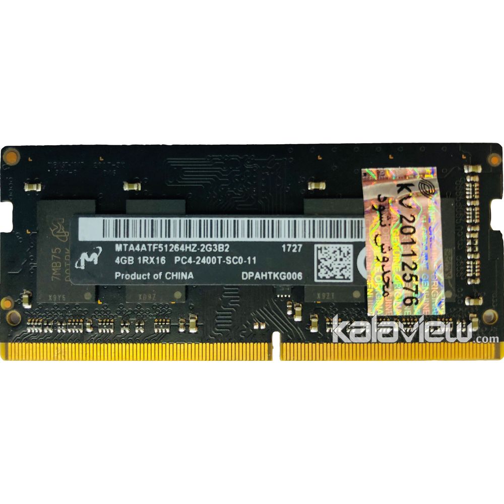 رم لپ تاپ میکرون 4GB مدل DDR4 باس 2400MHZ/19200 چین MTA4ATF51264HZ-2G3B2 تایمینگ CL17