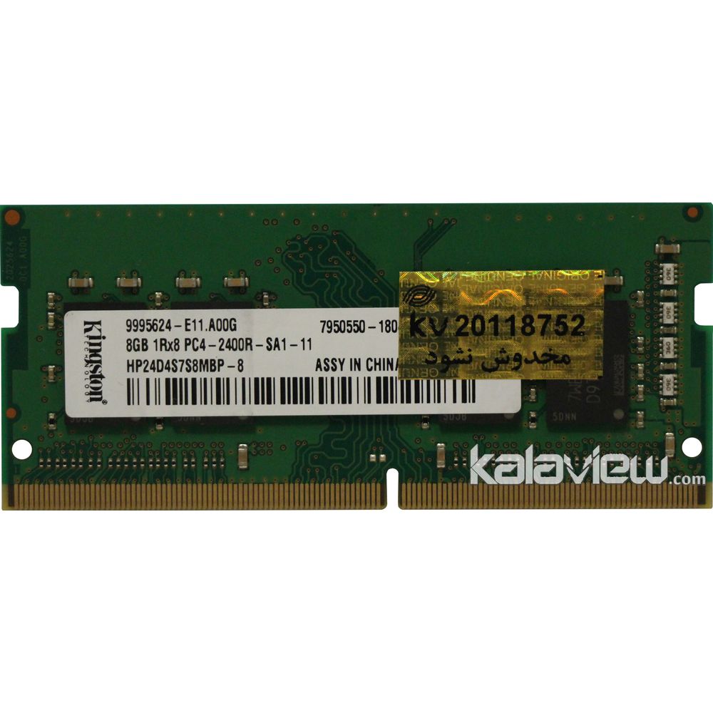 رم لپ تاپ کینگستون 8GB مدل DDR4 باس 2400MHZ/19200 چین HP24D4S7S8MBP-8 تایمینگ CL17