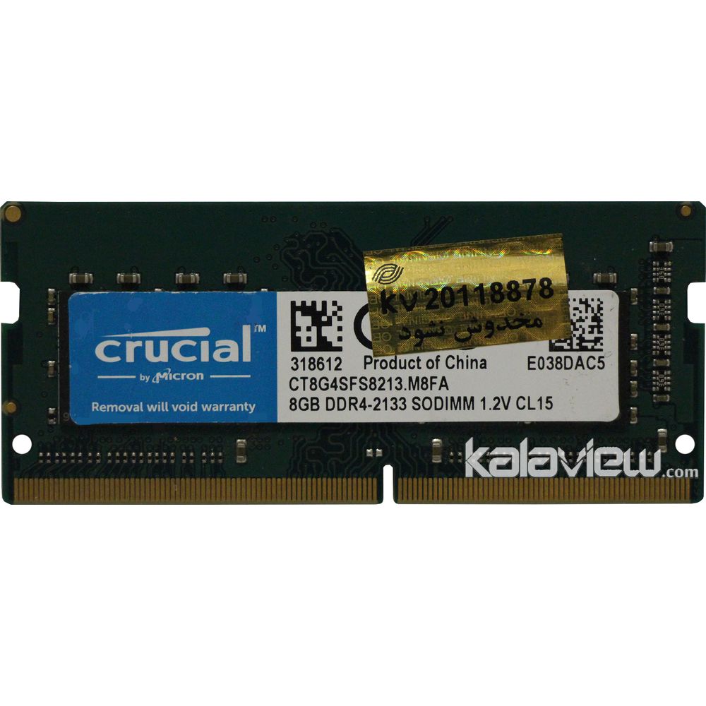 رم لپ تاپ کروشیال 8GB مدل DDR4 باس 2133MHZ/17000 چین CT8G4SFS8213.M8FA تایمینگ CL15