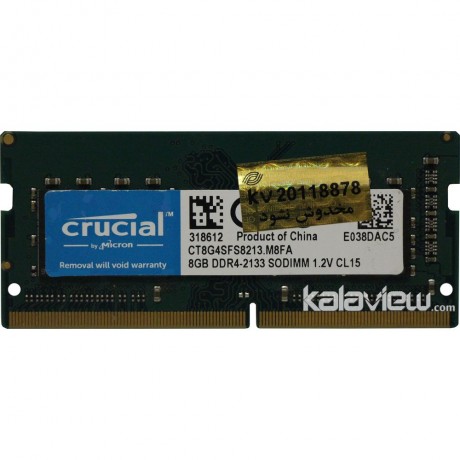 رم لپ تاپ کروشیال 8GB مدل DDR4 باس 2133MHZ/17000 چین CT8G4SFS8213.M8FA تایمینگ CL15