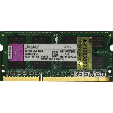 رم لپ تاپ کینگستون 4GB مدل DDR3 باس 1333MHZ/10600 چین KVR1333D3S9/4G (CHN) تایمینگ CL9