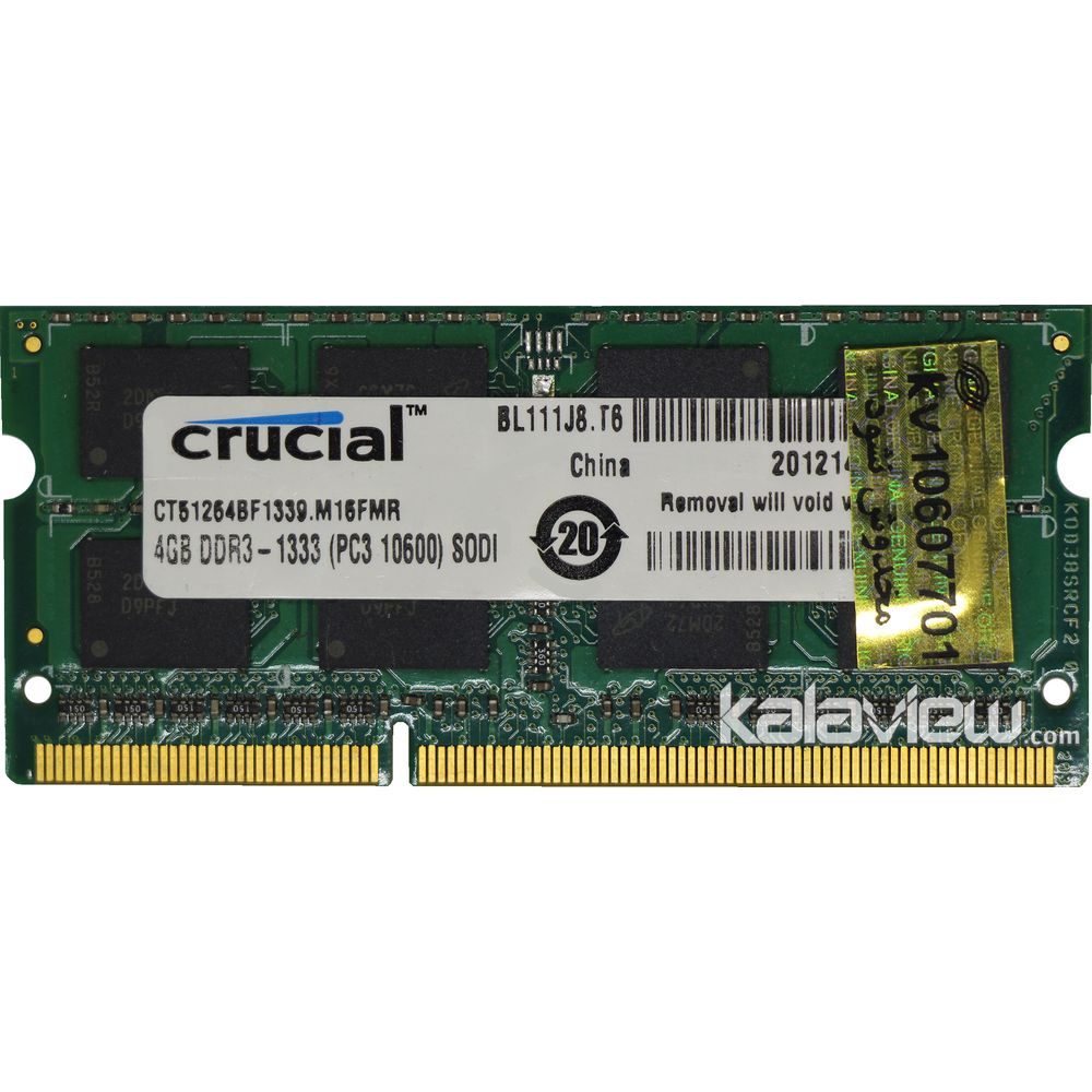رم لپ تاپ کروشیال 4GB مدل DDR3 باس 1333MHZ/10600 چین CT51264BF1339.M16FMR تایمینگ CL9