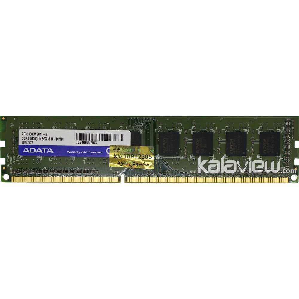 رم کامپیوتر ای دیتا 8GB مدل DDR3 باس 1600MHZ/12800 چین AD3U1600W8G11-B تایمینگ CL11